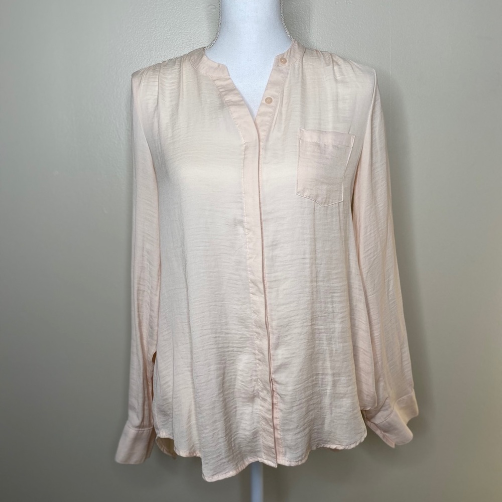 Apt. 9 Sheer Soft Pink Button Up Blouse